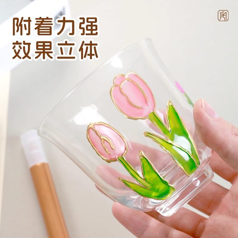 金色3D立体勾线笔手绘diy玻璃画颜料百喜图绘画美术描边专用颜料|undefined