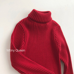 凹造型~聖誕新年款~韓版秋冬兒童毛衣男女潮寶高領針織打底衫套頭