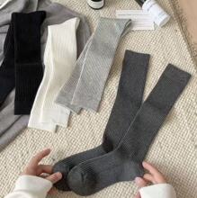 秋冬强压竖条纹小腿袜压力袜塑腿袜长筒袜显瘦堆堆袜jk袜秋冬款