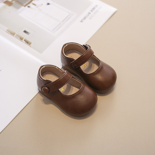 Baby Princess Shoes Children's Soft Soled Shoes Spring and Autumn New Style Velcro Girls Casual Trendy Shoes Infant Small Leather Shoes