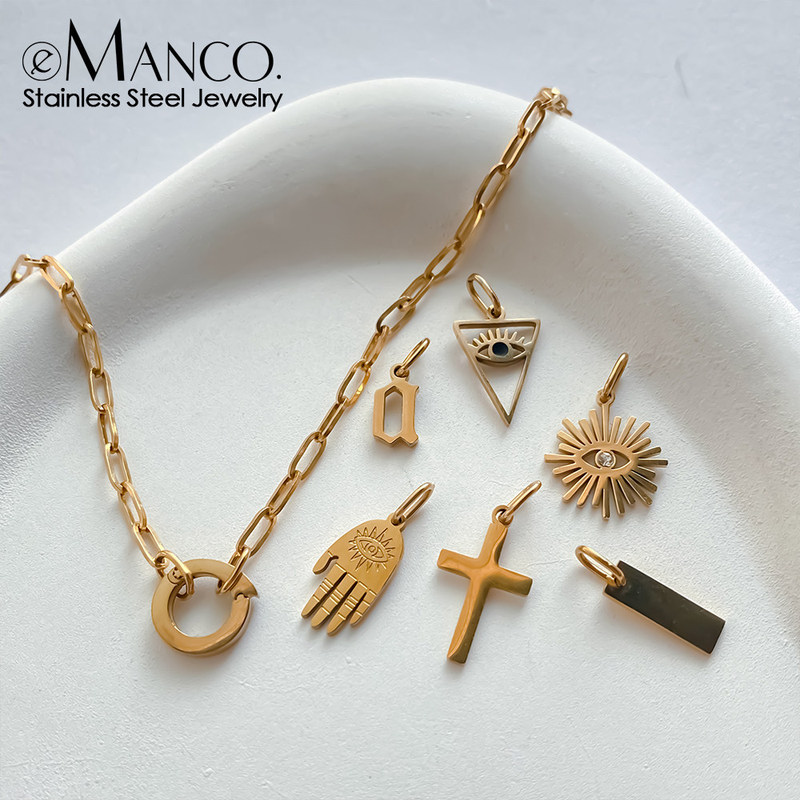 Emanco Stainless Steel DIY Jewelry Evil Eye Palm Cross Pendant Bracelet for Women Mysterious Retro Style Personality Emanco Stainless Steel DIY Jewelry Evil Eye Palm Cross Pendant Bracelet for Women Mysterious Retro Style Personality