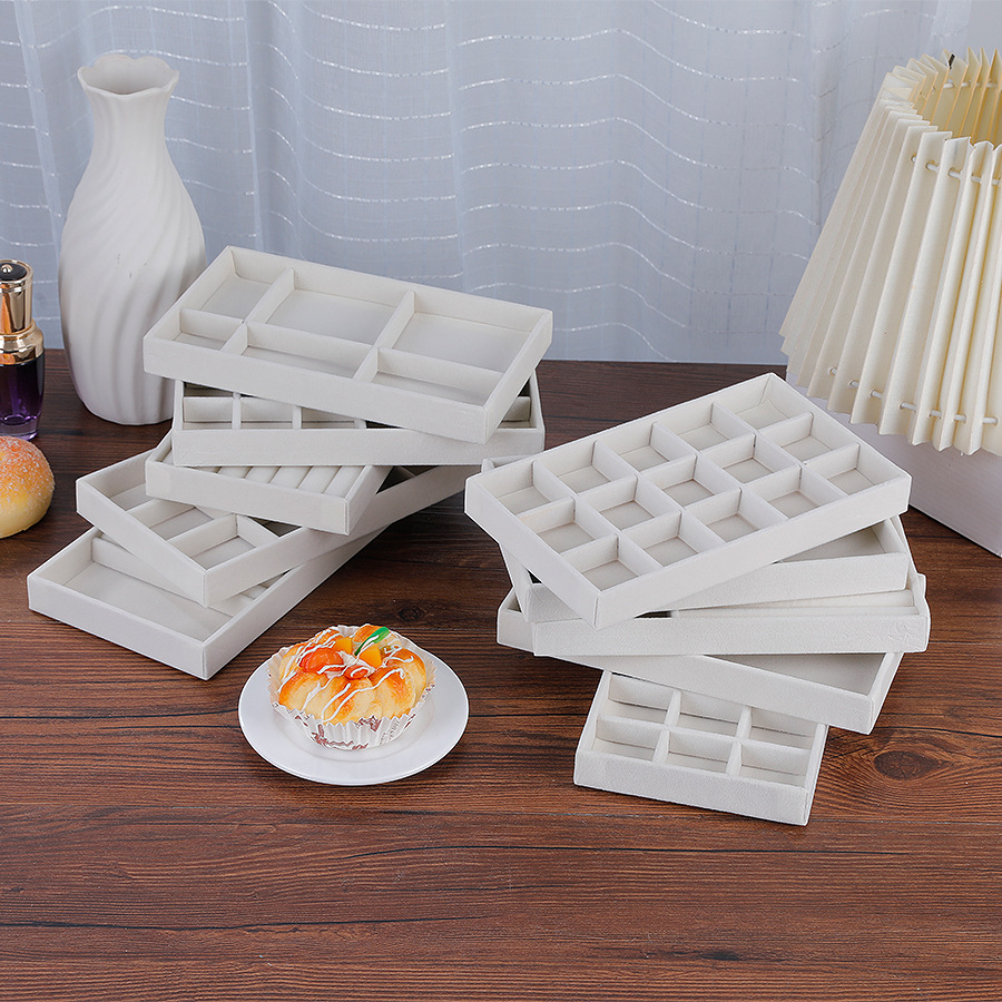 Beige Flocking Jewelry Box Earring Studs Earring Storage Box Earring Case Jewelry Storage Jewelry Box Korean Design