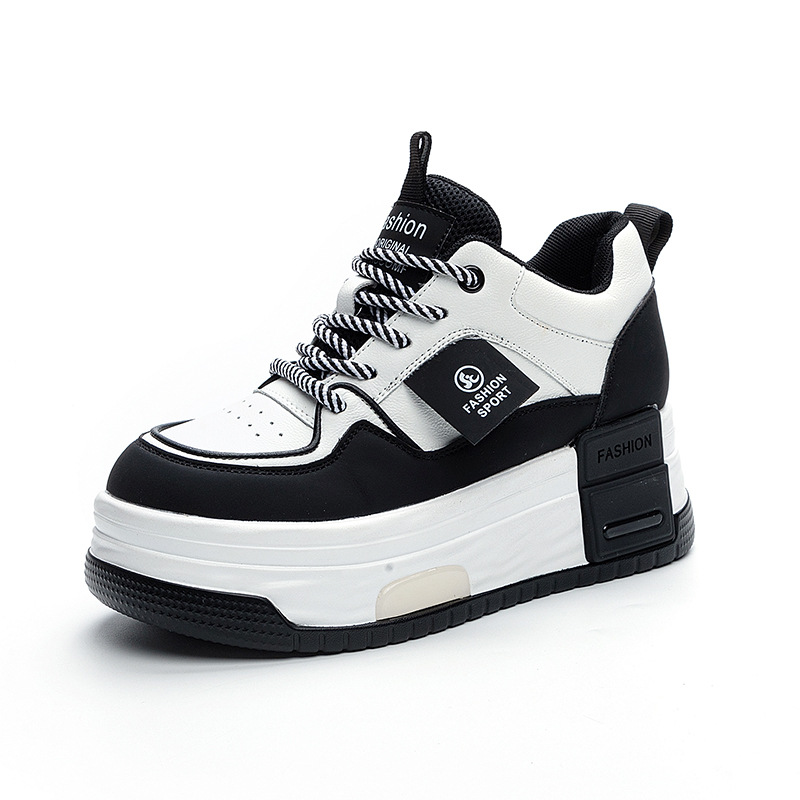 2025 Spring New Style Height-Increasing White Single Shoes Full Leather Thick Sole Casual Fashion Versatile Women's_vogvips.com