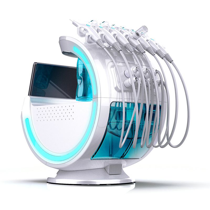 Detección de piel azul hielo inteligente Instrumento de gestión integral Reconocimiento facial inteligente Hidrógeno Ion oxígeno Importación Limpieza Cuidado Instrumento