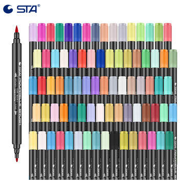 STA斯塔3110双头彩色水性马克笔套装 软头手绘笔 水彩笔 记号笔