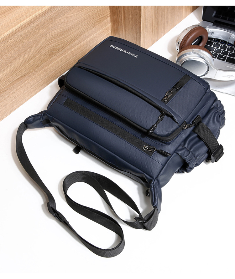 Cross-border men's single-shoulder bag, multi-layer large-capacity crossbody bag, fashionable and lightweight motorcycle bag, travel water-resistant small backpack undefined