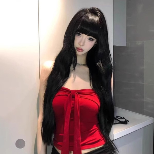 Red One-Shoulder Bow-Tie Tube Top for Women's Summer Outer Wear, Beautiful Back, Slim Sexy Off-Shoulder Sleeveless Top