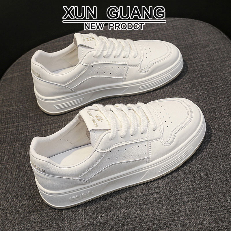 White Shoes Women's Genuine Leather All-match Sneakers 2025 Spring and Summer New Sports Casual Thick-soled Soft-soled Student Women's Shoes