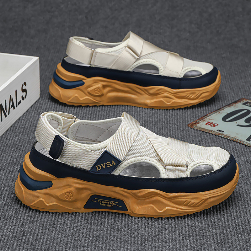 Sports Sandals Men's Summer Outer Wear Hollow Breathable Casual All-match Beach Shoes Men's Driving Wading Shoes