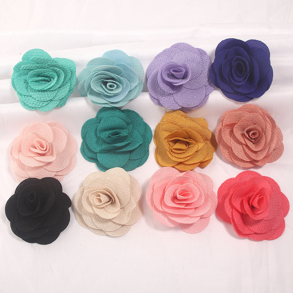 7cm Pearl camellia fabric handmade rose flowers DIY accessories for headwear, shoes, hats, clothing, bags, and floral decorations