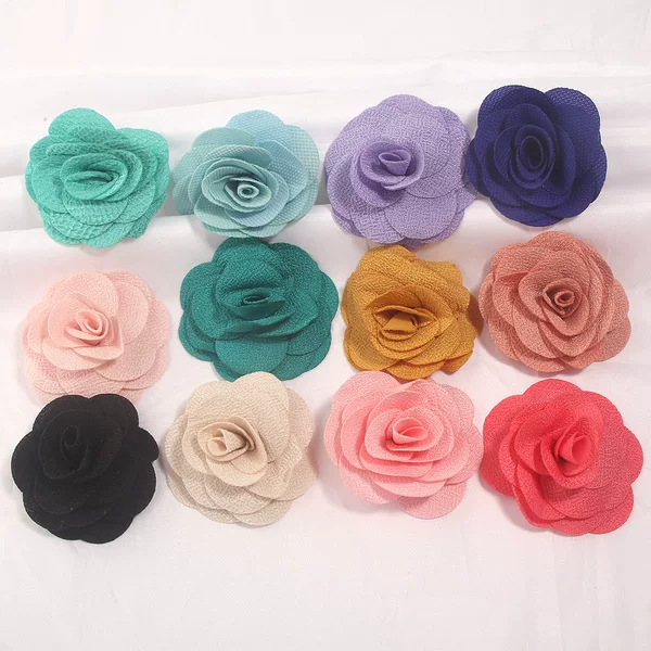 7cm Pearl camellia fabric handmade rose flowers DIY accessories for headwear, shoes, hats, clothing, bags, and floral decorations