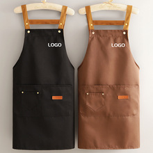 時尚防污耐臟滌棉圍裙logo印字餐廳專用工作服女廚房家用圍腰