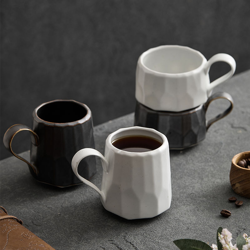 Con utensilios de comida de montaña y río, taza de fideos de corte de cerámica de estilo nórdico, taza de café de hotel personalizado, taza de pareja, regalo