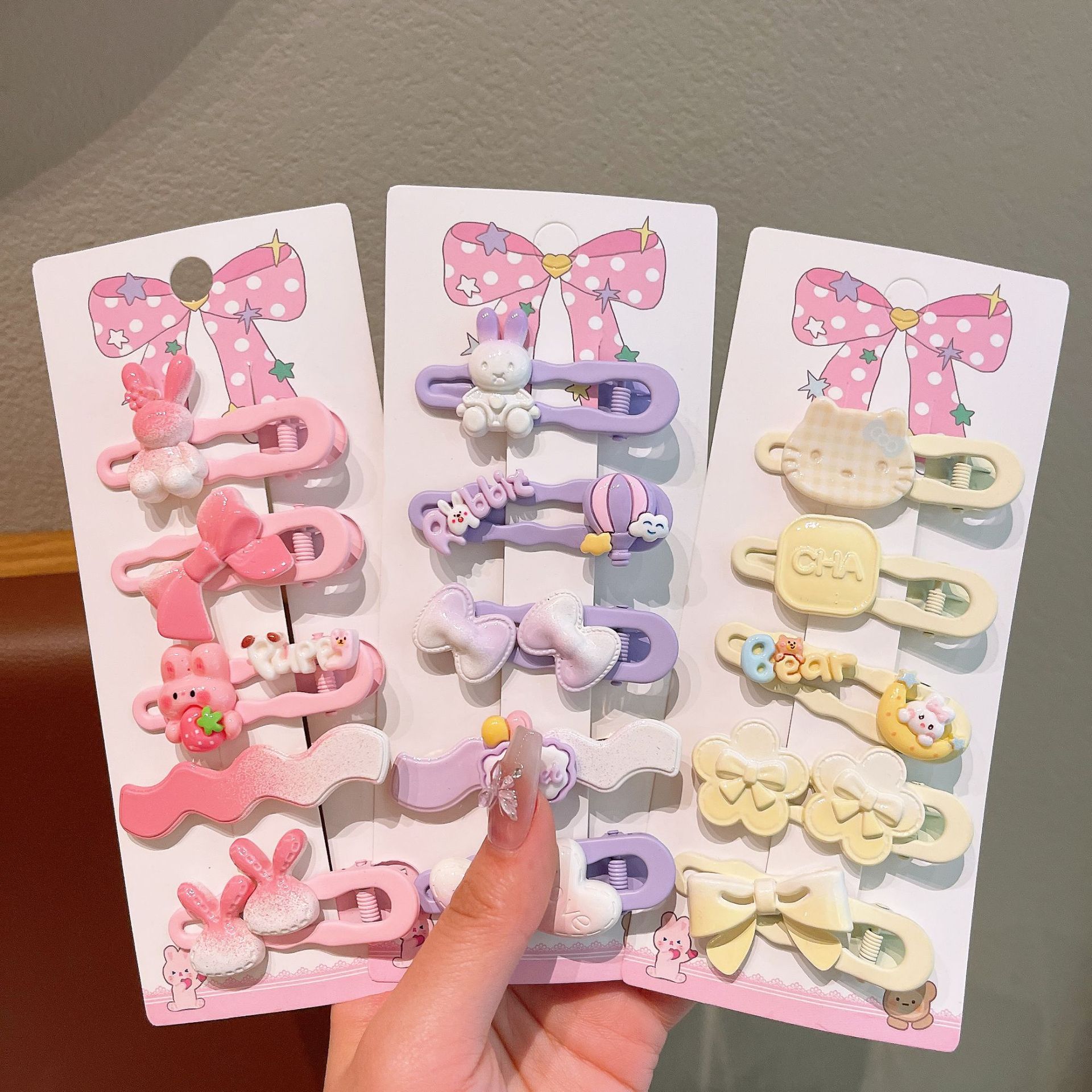 Niños nuevos clip de boca de pato niñas dopamina dibujos animados coloridos conejo gato clip de pelo estudiante dulce clip de pelo roto