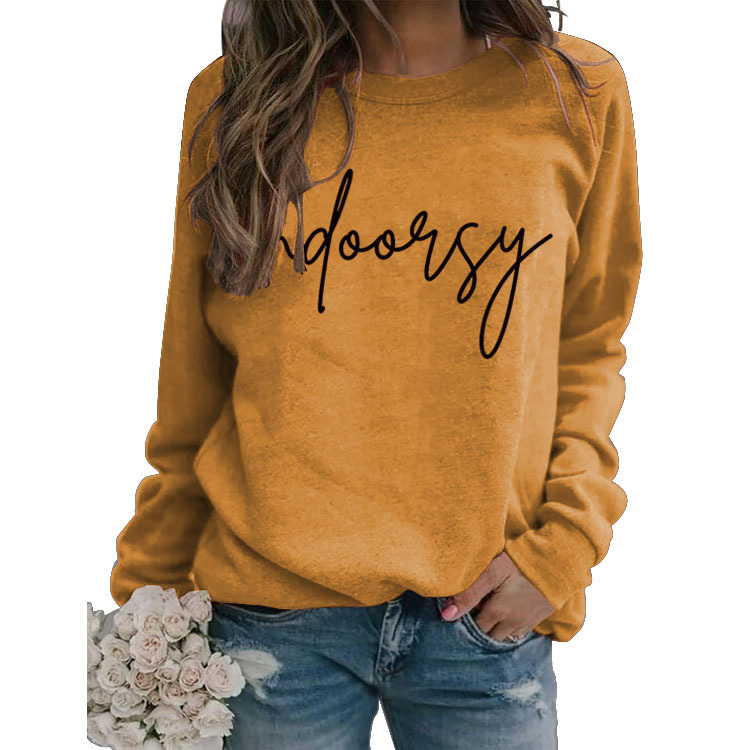 Indoorsy en stock Jersey cuello redondo europeo y americano Top manga larga impresa suelta simple suéter transfronterizo Comercio exterior al por mayor