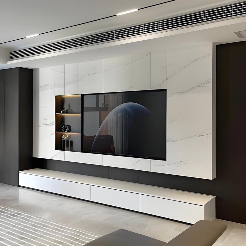 Internet Celebrity Minimalist Stainless Steel TV Niches Light Luxury Embedded Metal Wall Cabinet TV Niches Partition Background Wall