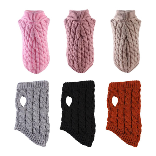 Pet Dog Sweater Fashion Autumn Winter New Pet Clothes Solid Color Cable Knit Warm Clothing Comfortable