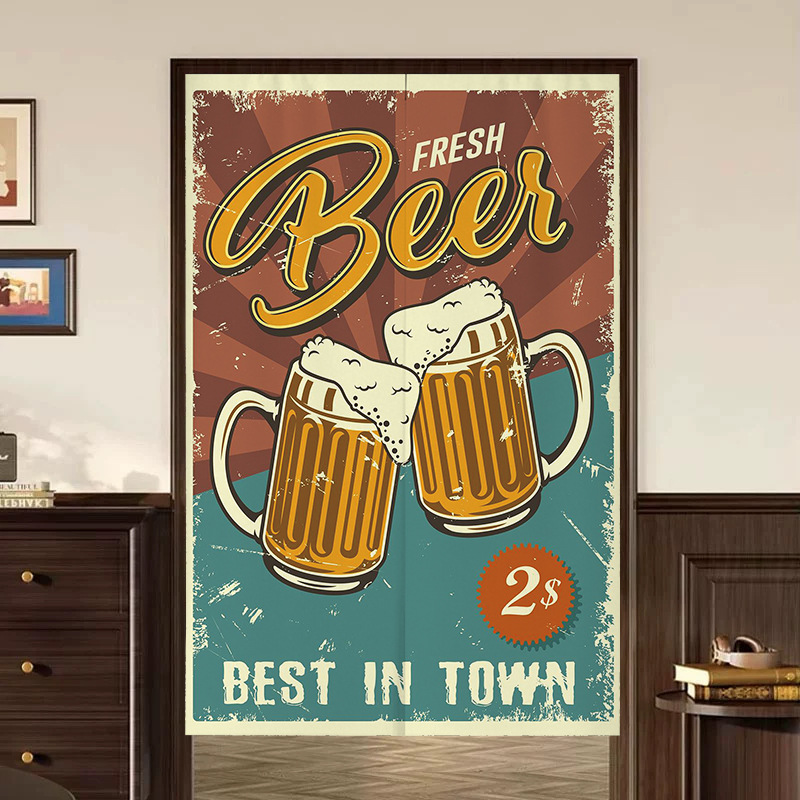 American Retro Curtain Partition Curtain for Home Bedroom Bathroom Punch-Free Curtain Bathroom Half Curtain Kitchen Blocking Curtain