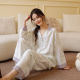 25 years new cotton double gauze home clothes purple tulip print lapel long sleeve comfortable pajamas suit