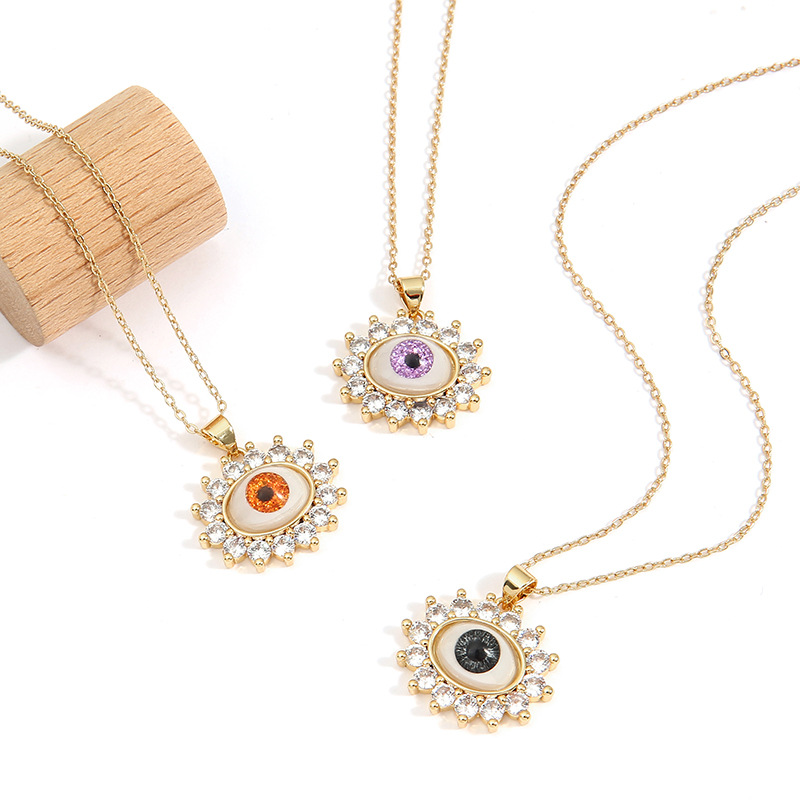 Fashion Eye Copper Necklace Inlaid Zircon Copper Necklaces