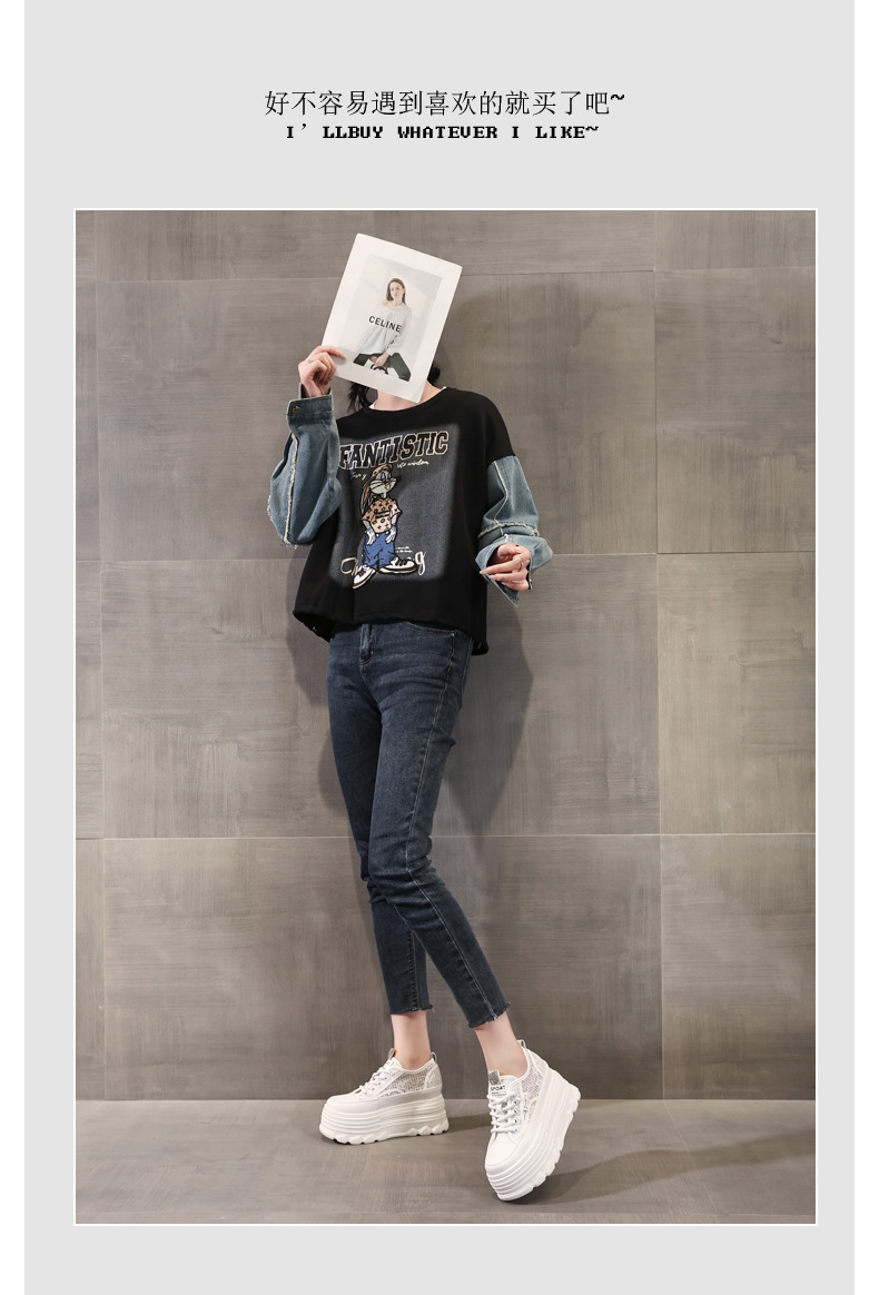 Giày sneaker nữ đế dày lưới thoáng khí phối trắng dễ mặc — Màu đen chi tiết 9