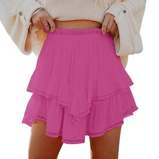 European and American Cross-Border Short Women's Casual Bohemian Pleated Layered Skirt High Waist Golf Tennis Cake Skirt