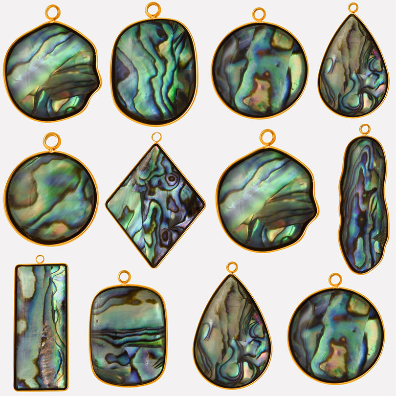 304 stainless steel European and American new abalone shell oval shell geometric irregular diy earrings pendant jewelry