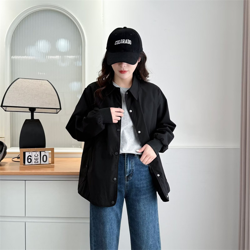 2025春秋外套女大码夹克显瘦时尚开衫翻领小众胖mm简约外套2430|undefined