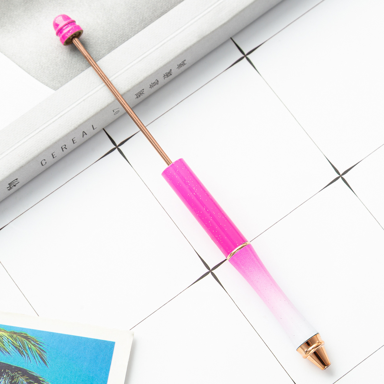 Pluma de cuentas de metal en stock al por mayor creativo con cuentas bolígrafo DIY bolígrafo personalidad metal DIY pluma con cuentas