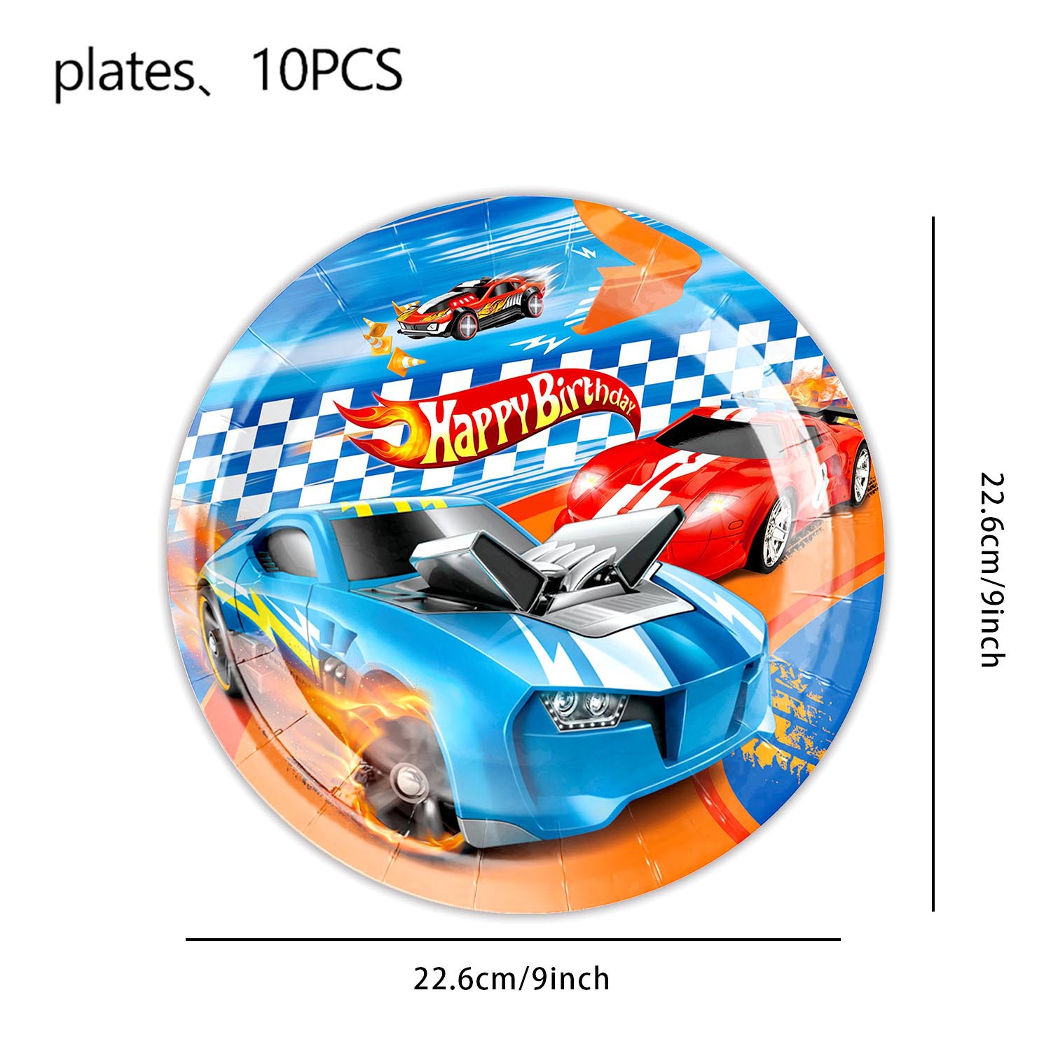 Amazon Hot Sale Hot Wheel Racing Theme Party Party cubiertos bandejas de papel tazas de papel bandejas de tracción