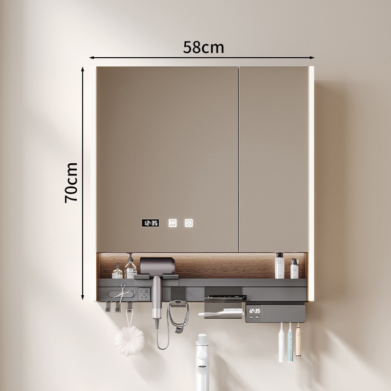 Mueble de baño de madera maciza multicapa, lavabo integrado de cerámica, lavabo de estilo antiguo, combinación de armario de espejo multifunción, lavabo