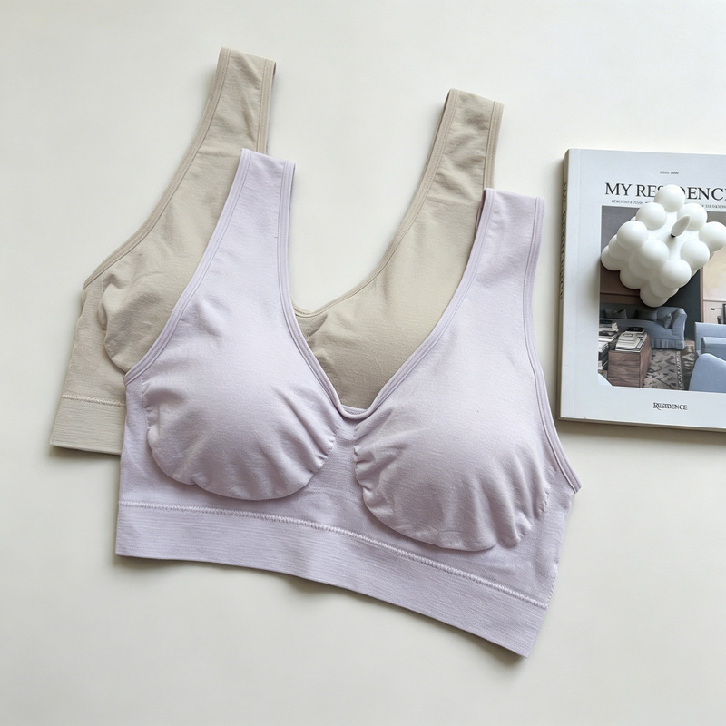 Hemp Large-Cup Bra with Anti-Sagging Support, Comfortable Wireless Vest-Style Breathable Antibacterial Cotton-Linen Bra