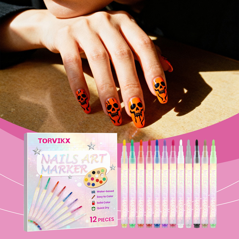 Torvikx DIY Nail Art Painting Pen, Bright and Colorful, Easy to Use, DIY in Many Occasions, Not Easy to Smudge