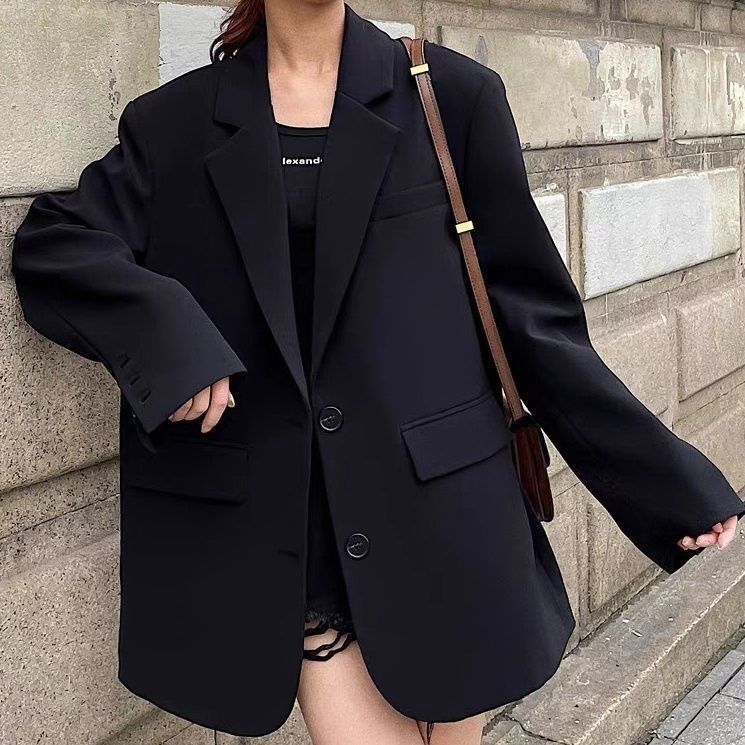 Black Blazer Summer Style Spring and Autumn New Elegant Casual Loose-Fitting Korean-Style Suit Versatile Top for Petite Individuals Black Blazer Summer Style Spring and Autumn New Elegant Casual Loose-Fitting Korean-Style Suit Versatile Top for Petite Individuals