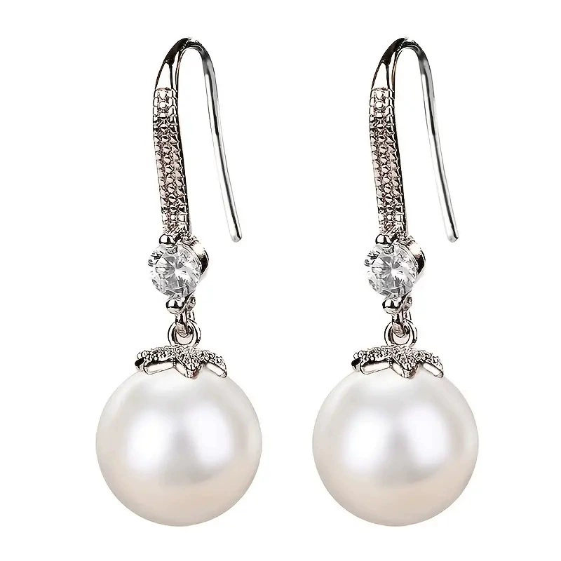 White pendant from pearl, silver sophisticated elegant earrings, Birthday gift