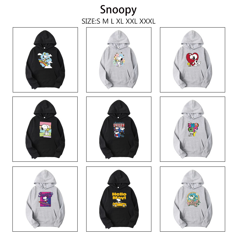 Snoopy anime sweatshirt, unisex autumn and winter hooded sweatshirt, cartoon print, couple's sweatshirt, wholesale