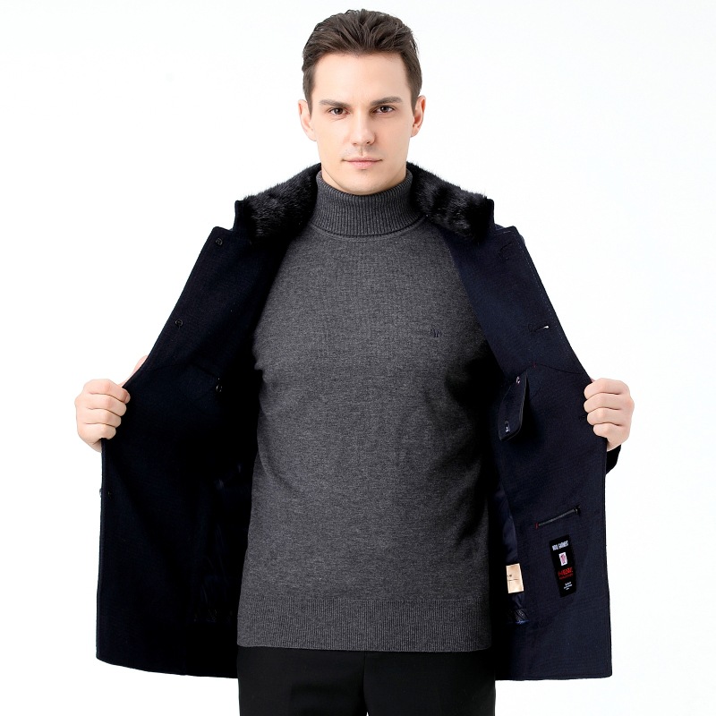 Woolen double-sided cashmere long woolen coat for boys