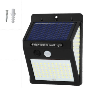 Lámpara solar de pared triple cara con sensor de movimiento, para exteriores