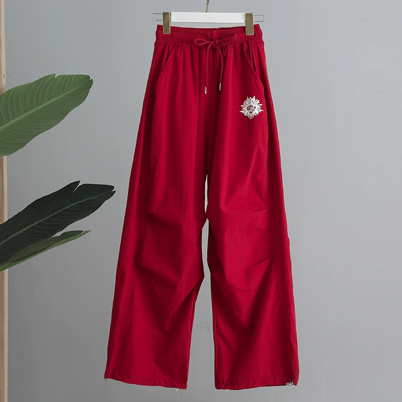 Новые летние свободные утягивающие прямые повседневные брюки, широкие брюки-парашюты, простые универсальные быстросохнущие брюки для танцев и фитнеса