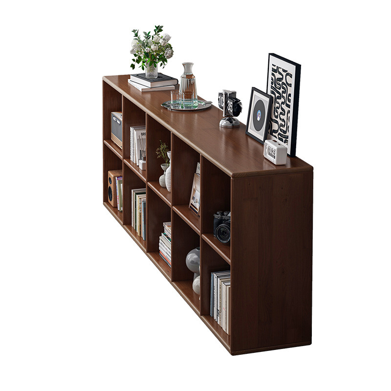 Estante de madera de goma gabinete de madera maciza sala de estar una pared de almacenamiento de suelo de madera de nuez americana gabinete