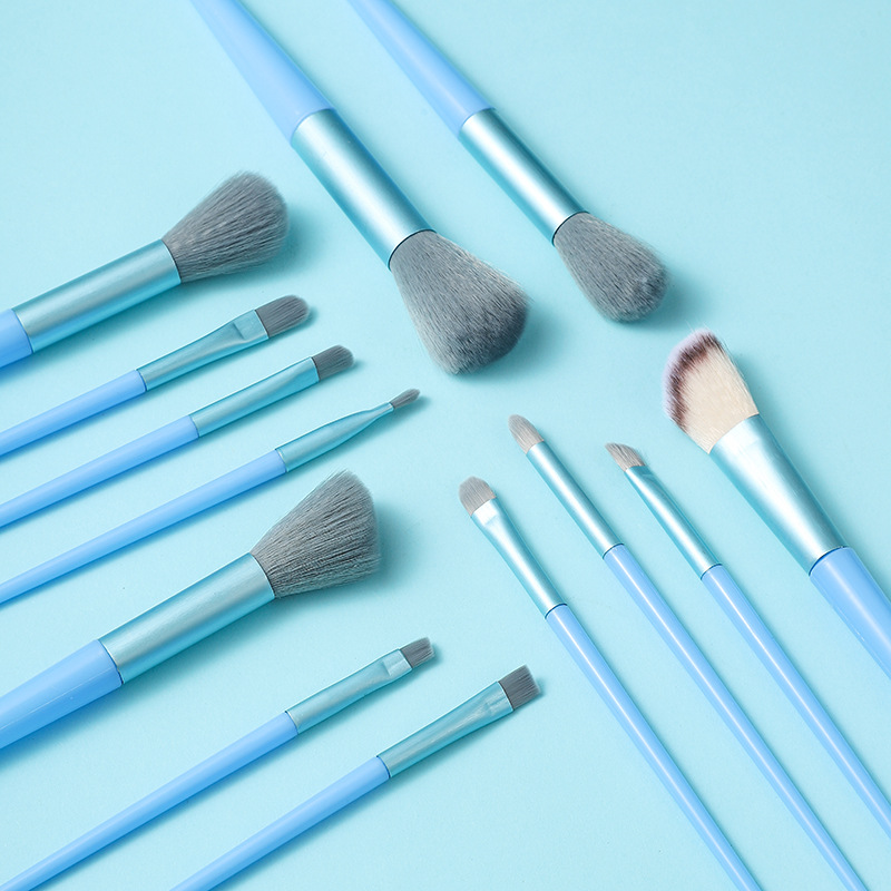 Principiante 13 pinceles de maquillaje traje conjunto completo super suave cepillo ojos estudiante barato almacenamiento portátil