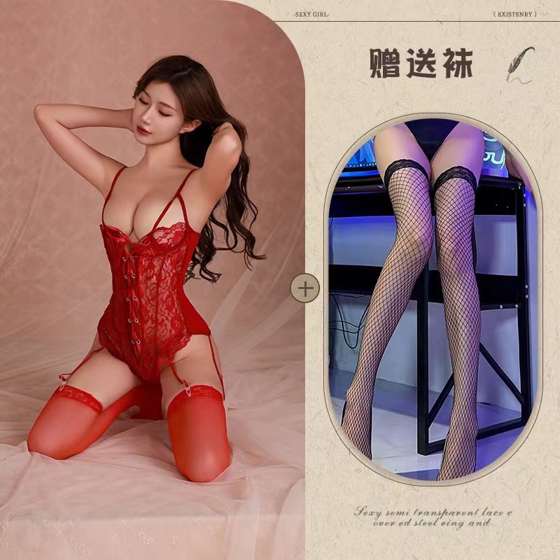 버건디 + 블랙 망사스타킹