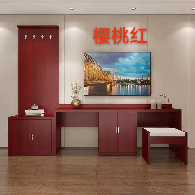 Гостиница мебель ТВ шкаф стандартная комната Комбинированная кровать красная мебель тумбочка полный набор гостиничного ТВ шкафа