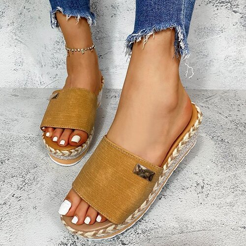 Wholesale 2020 Summer Women's Fish Mouth Fabric Western Style Slides with Heel Lift Women's Shoes Exotic Large Size