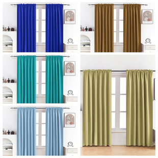Shading curtain factory cross-border special insulation bedroom kitchen curtain Nordic solid color wear rod high precision