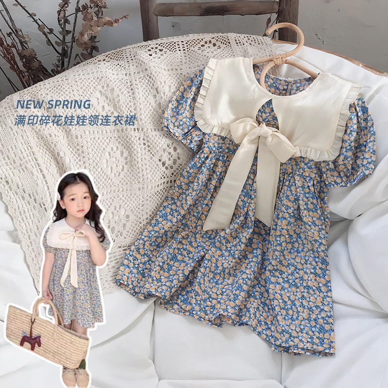 2025 New Children's Wear Girl's Floral dress Summer Thin Baby's Skirt Children's Girl's Western Style Princess Skirt