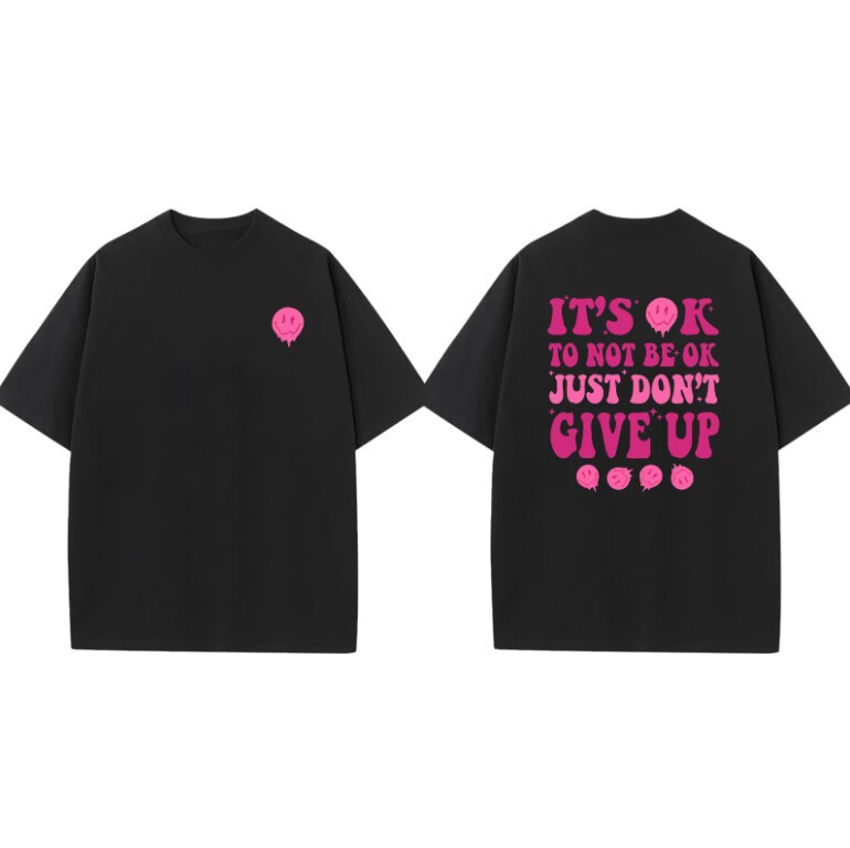 Verano Y2K tops de mujer casual retro de manga corta niña suelta cuello redondo camiseta negra Pedido mínimo de una pieza