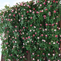 バラの花の藤のプラスチックの造花のバラの花の壁掛けのつるの壁面の室内の吊り天井の装飾は卸売りを遮ります
