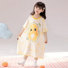 女童睡裙夏薄款莫代尔棉短袖小女孩甜美洋气大童纯棉学生小个子女
