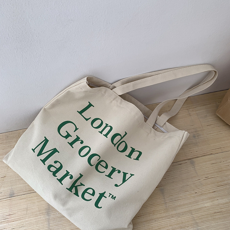 INS japonés Corea del Sur carta bolsa de lona hombro de las mujeres de gran capacidad bolso de estudiante verano perezoso estilo artístico bolsa de tela